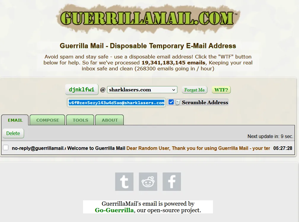 Guerrilla Mail – en temporär inkorg utan registrering