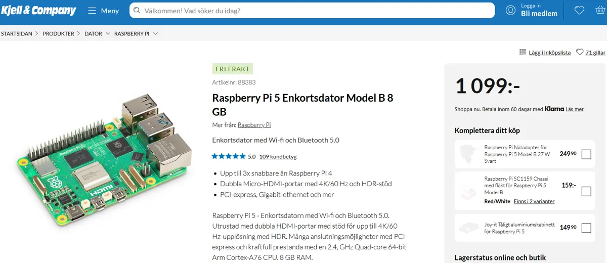Var kan man köpa Raspberry Pi 5 i Sverige