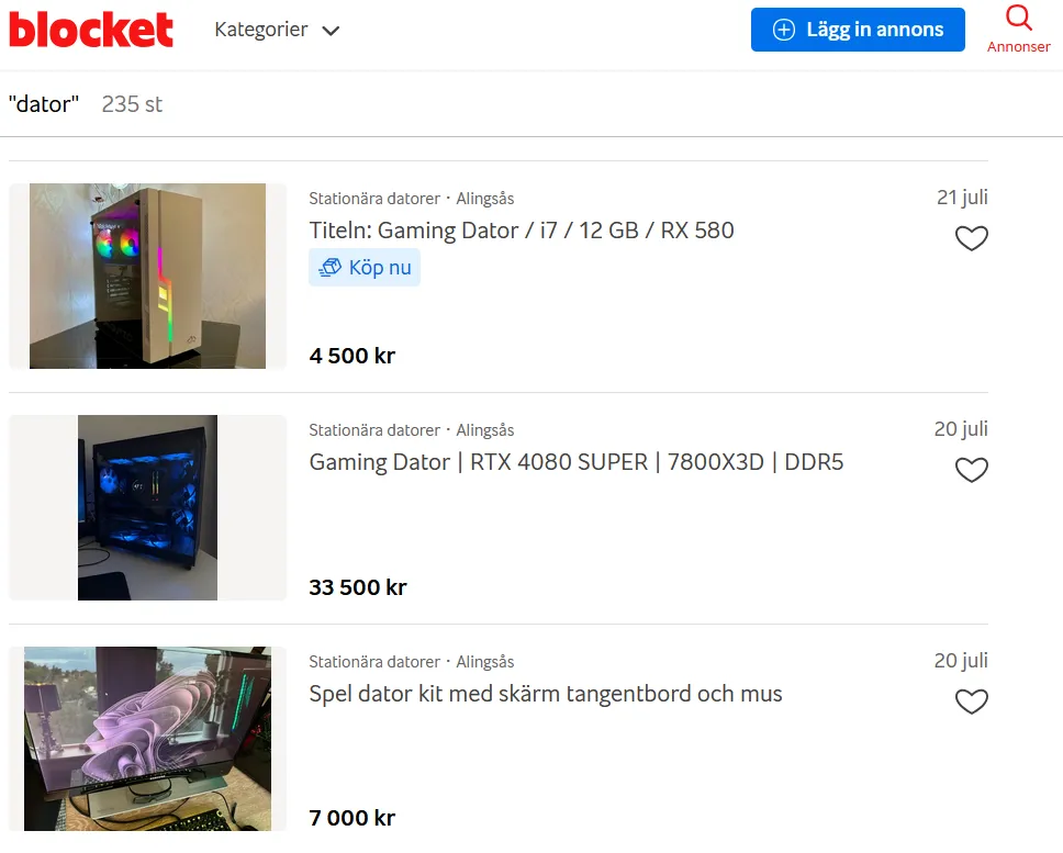 Blocket begagnade datorer
