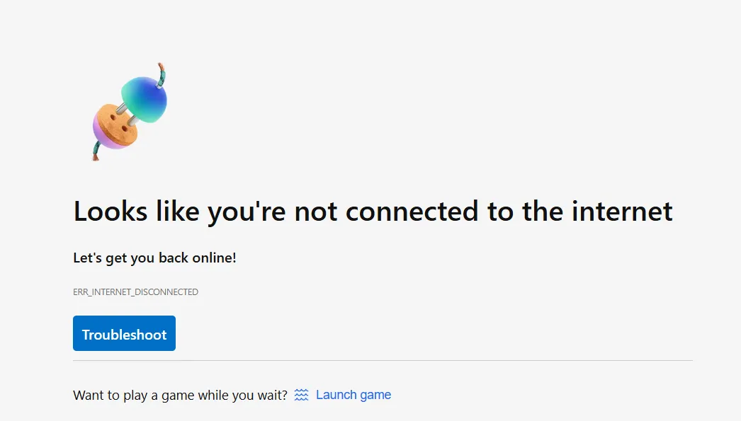 Inget internet meddelandet