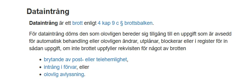 Vilka lagar gäller för dataintrång i Sverige