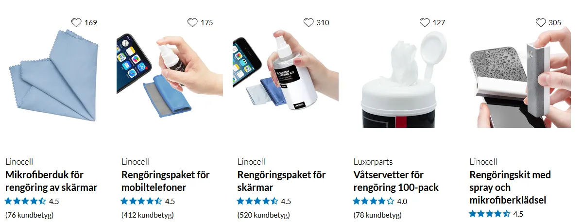 Rekommenderade produkter i Sverige
