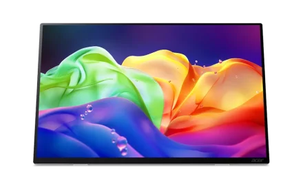 Portabel 16-tums OLED-monitor på skrivbord i hemmakontor