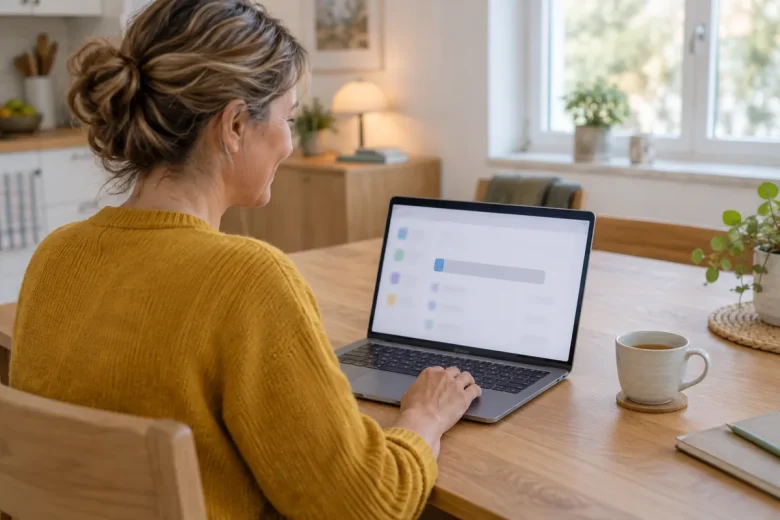 Kvinna rensar sin laptop och frigör diskutrymme